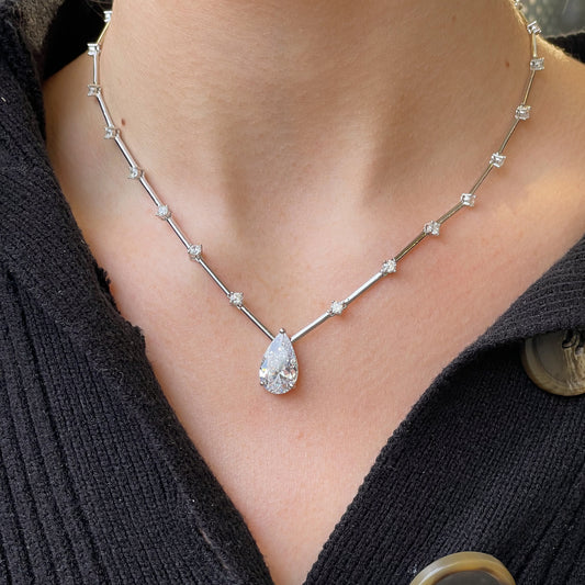 Silver Brielle CZ Station Necklace - John Ross Jewellers