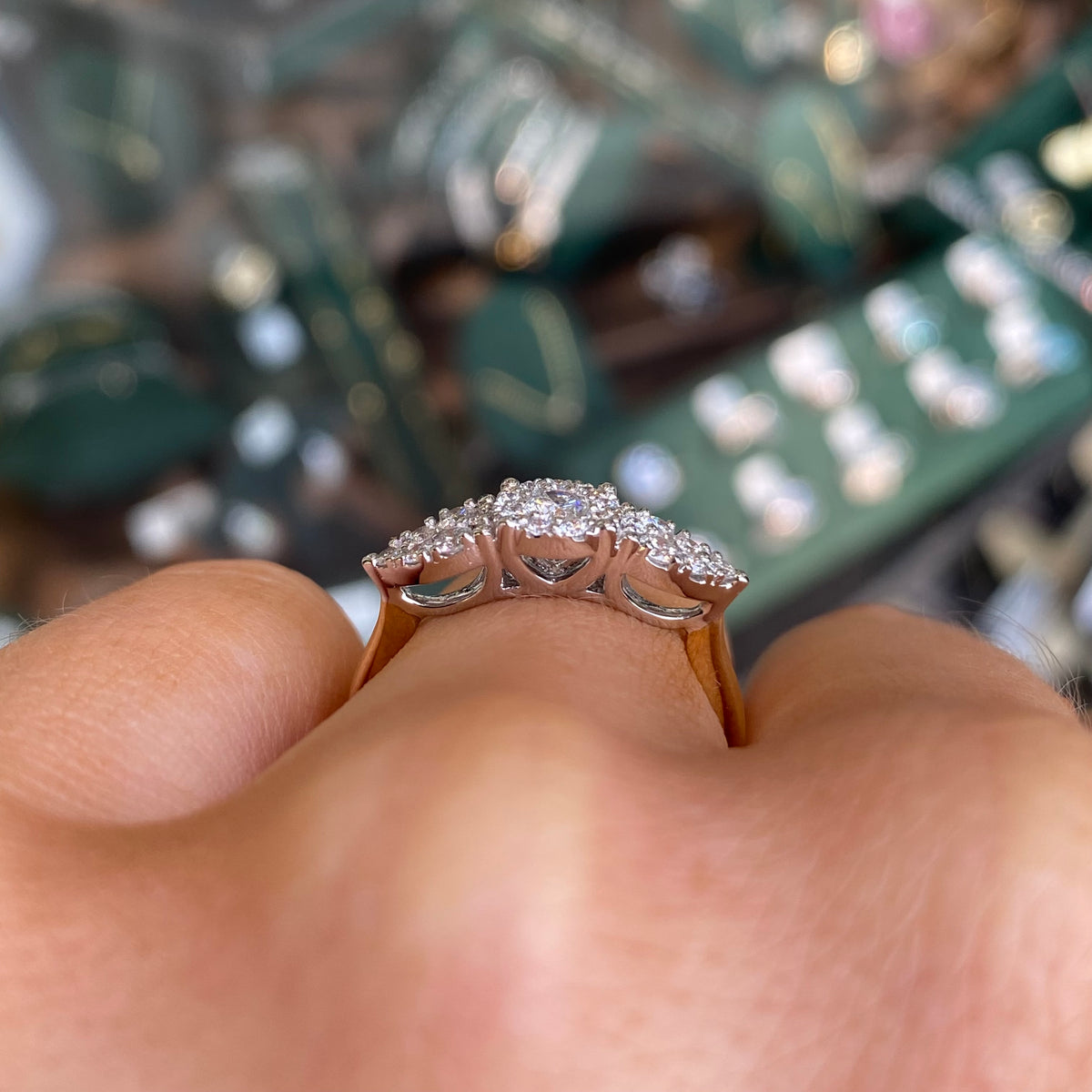 9ct Gold Trilogy Cluster Engagement Ring | 0.51ct