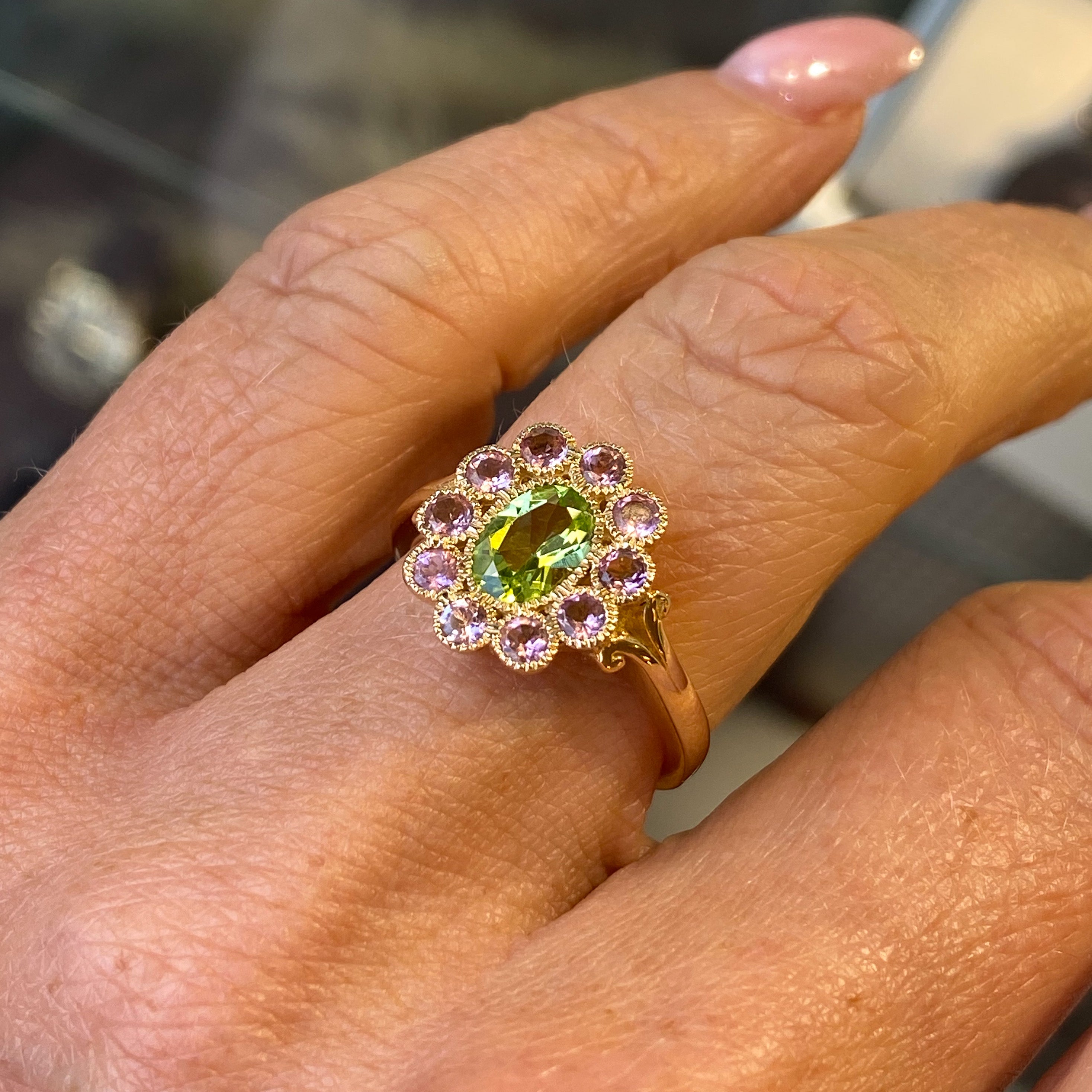 Peridot and pink on sale tourmaline rings