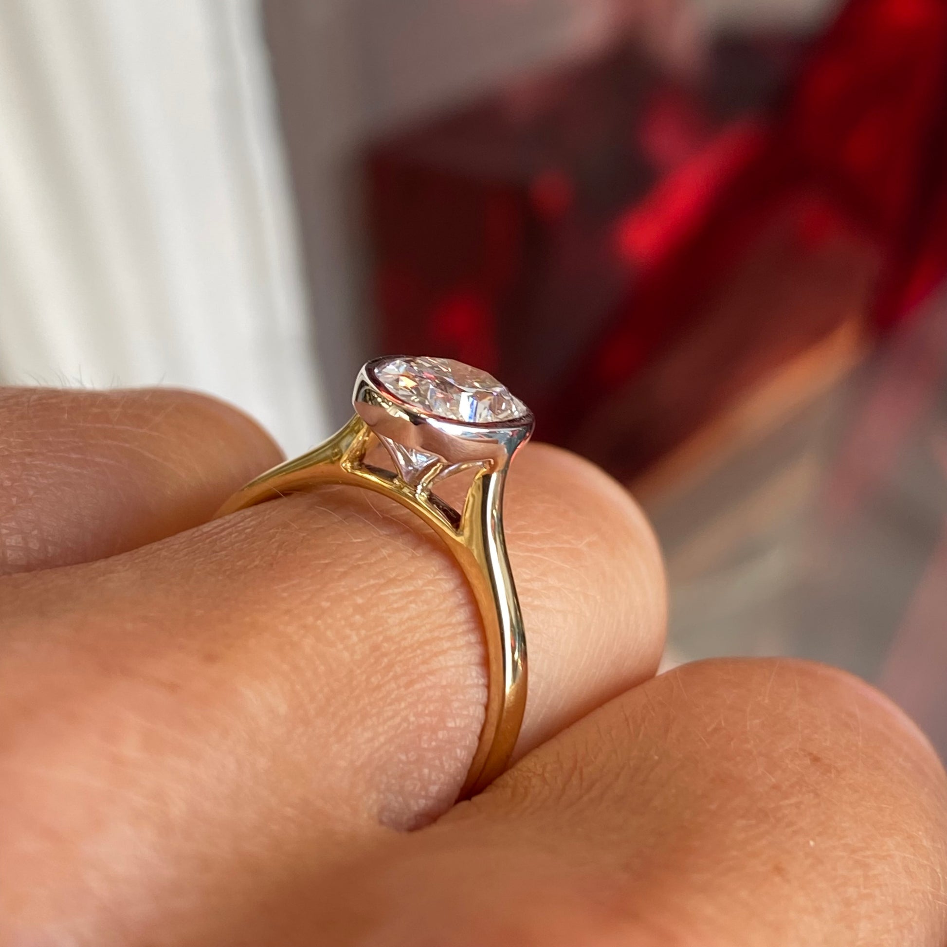 18ct Gold Bezel Set Solitaire Engagement Ring | 2.05ct Oval Lab Certificated - John Ross Jewellers