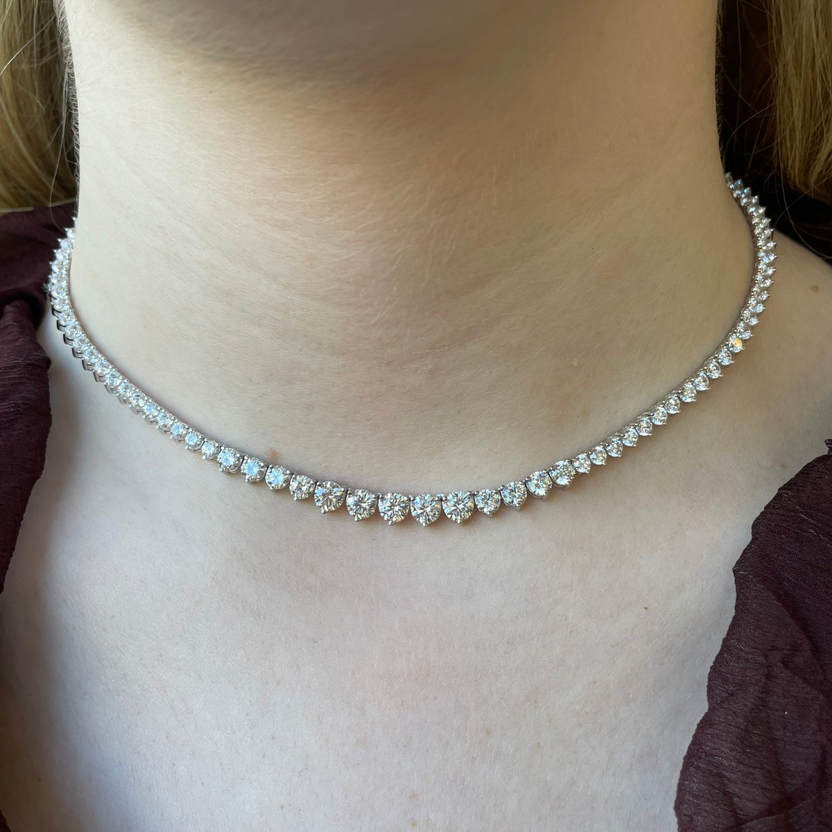 Silver Graduated Tennis Necklace | 40cm