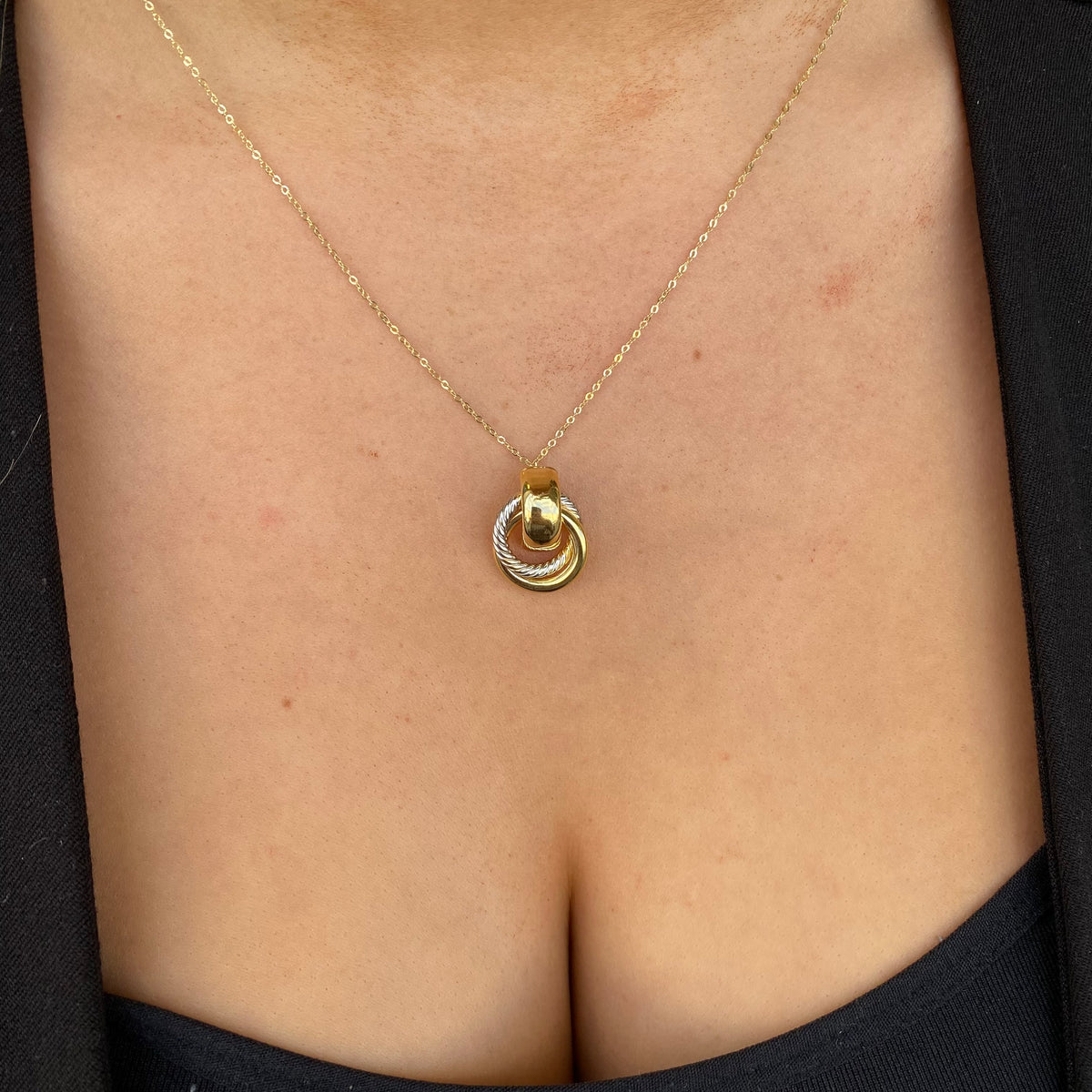 9ct Gold Chunky Pendant Necklace | Two Tone