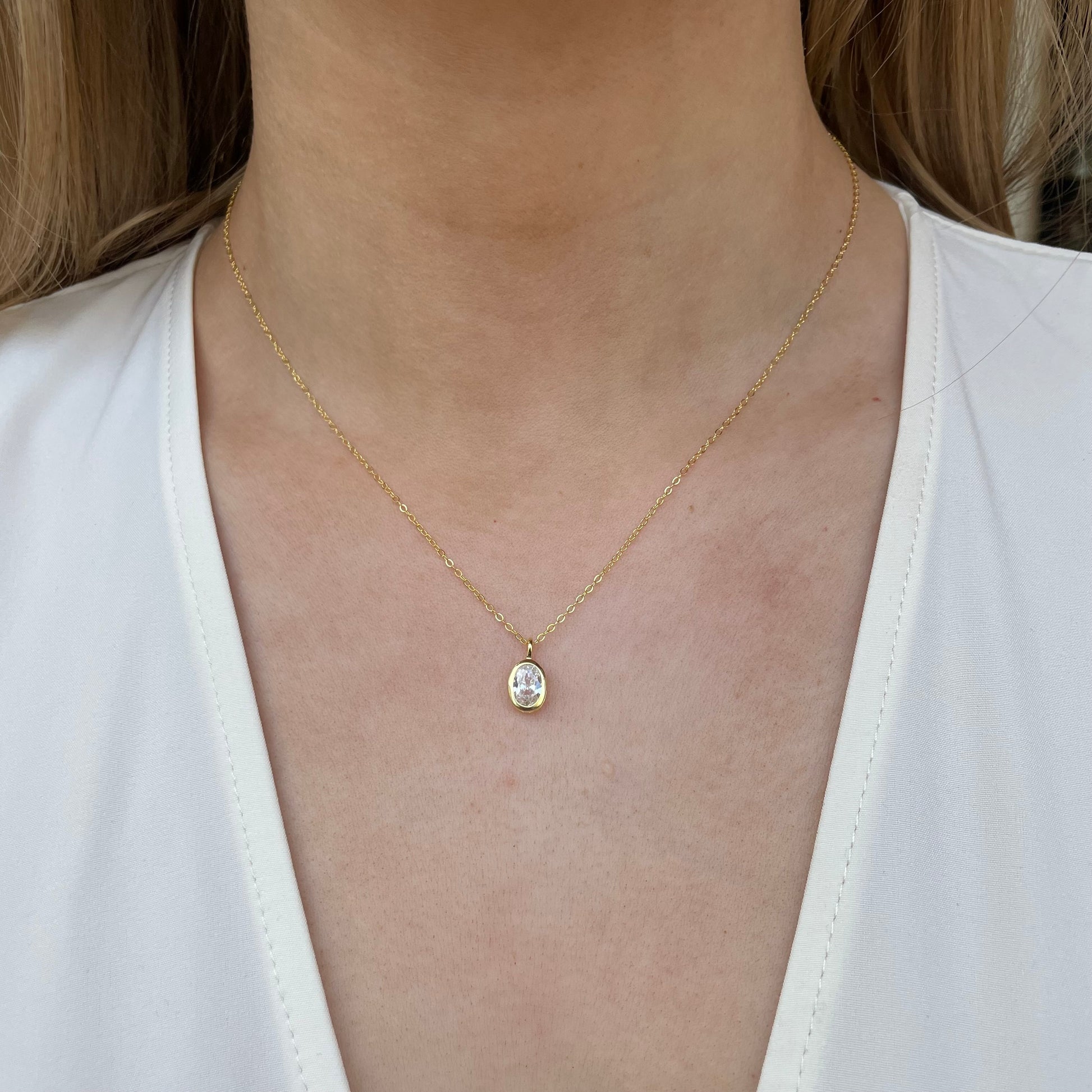 Sunshine Pear Cut CZ Solitaire Necklace | 40+5cm - John Ross Jewellers