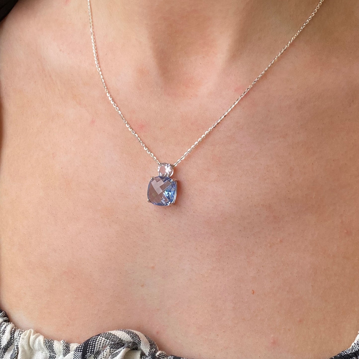 Rose Silver Aqua & Pink Pendant Necklace - John Ross Jewellers