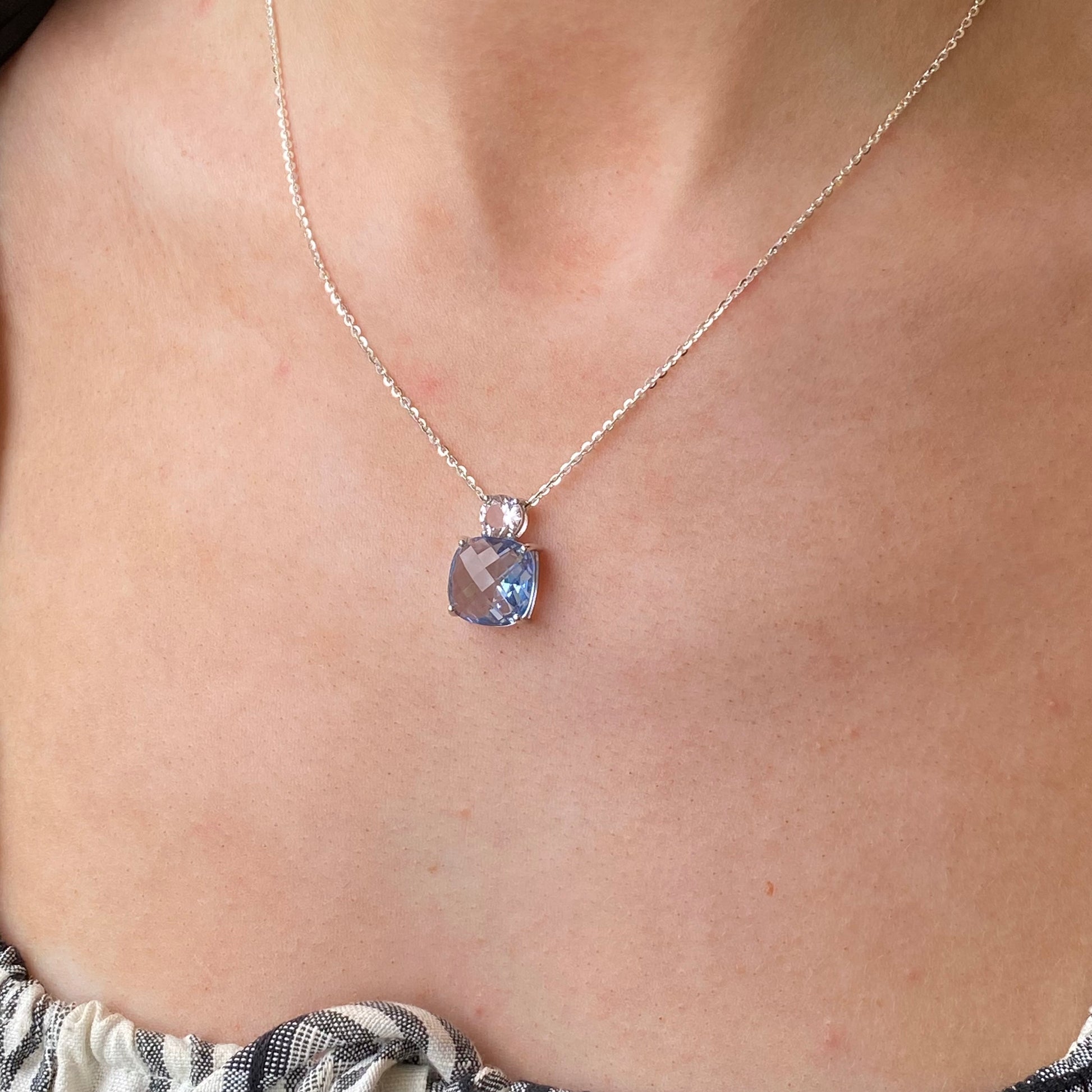 Rose Silver Aqua & Pink Pendant Necklace - John Ross Jewellers