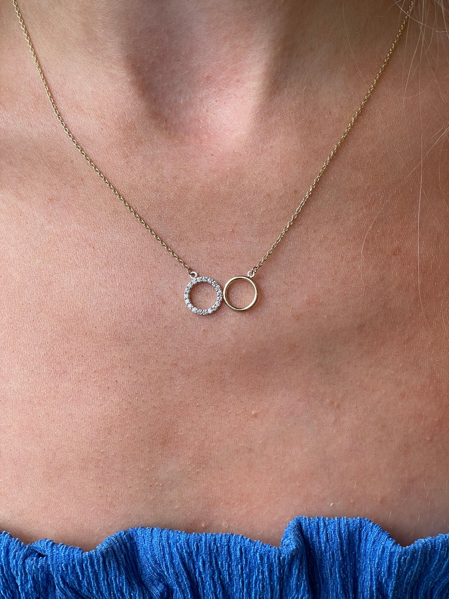 9ct Gold CZ Unity Necklace | Side by Side