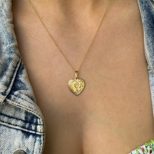 9ct Gold Heart Communion Medal Necklace