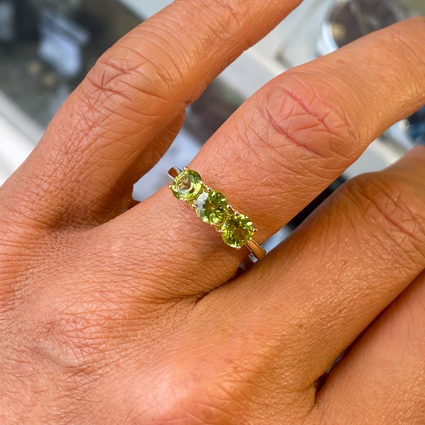 9ct Gold Trilogy Ring - Peridot