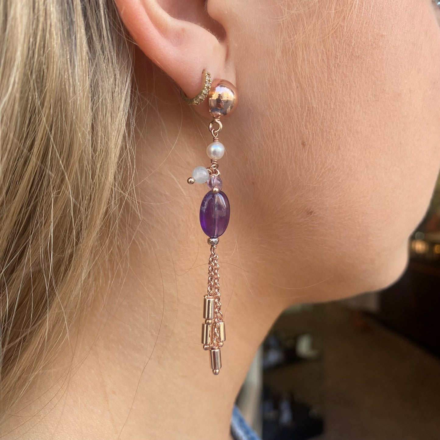 Baroque Drop Earrings | Horos | Amethyst & Quartz - John Ross Jewellers
