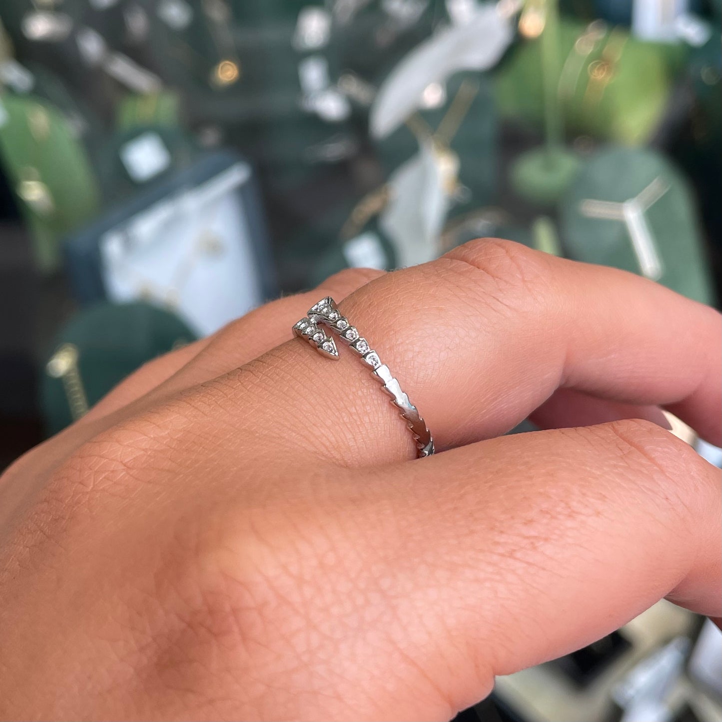 Silver CZ Serpent Wraparound Ring