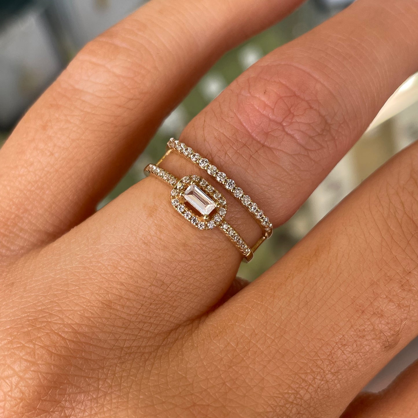 9ct Gold Double CZ Ring