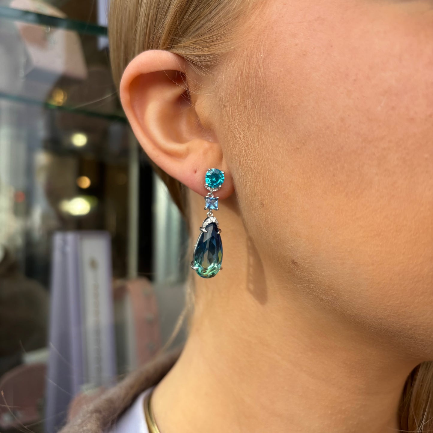 Silver Peacock Pear Drop Earrings - John Ross Jewellers
