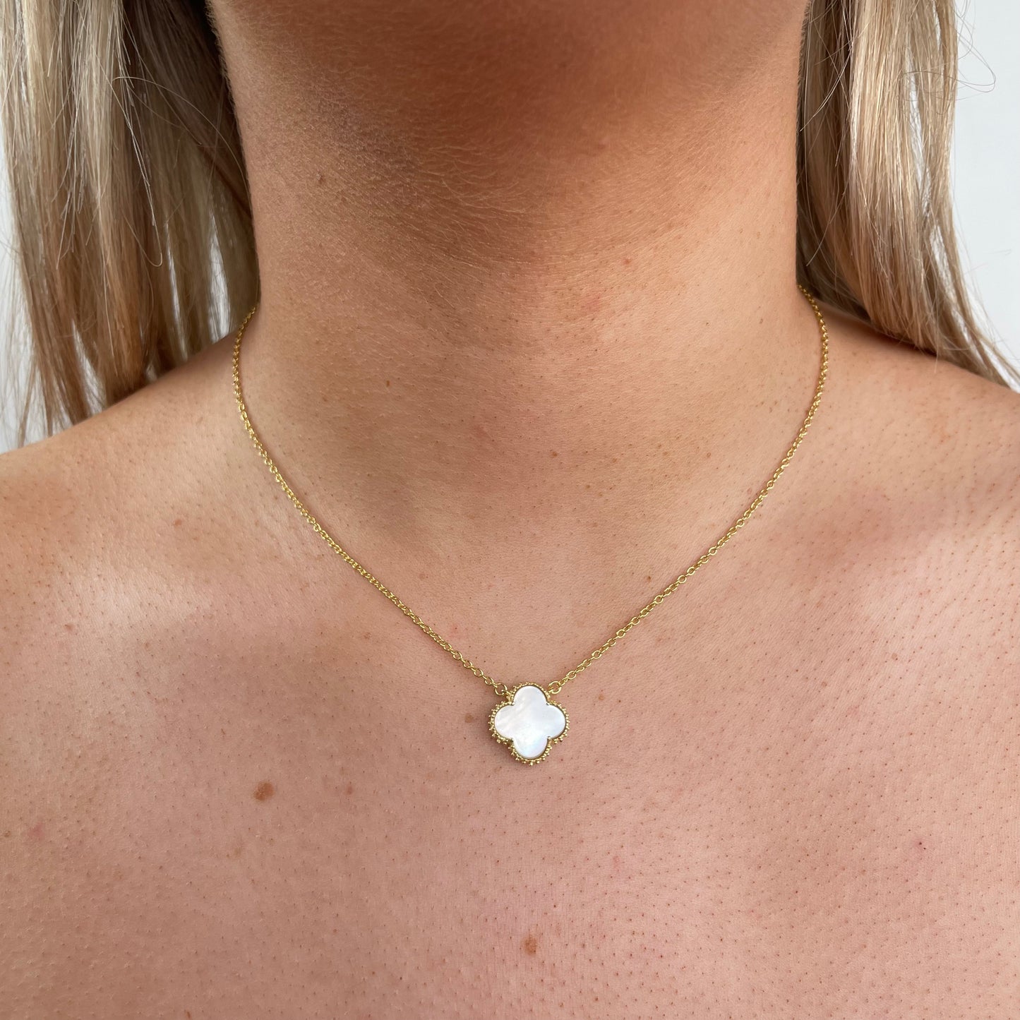 Sunshine Mother of Pearl Quatrefoil Necklace - John Ross Jewellers