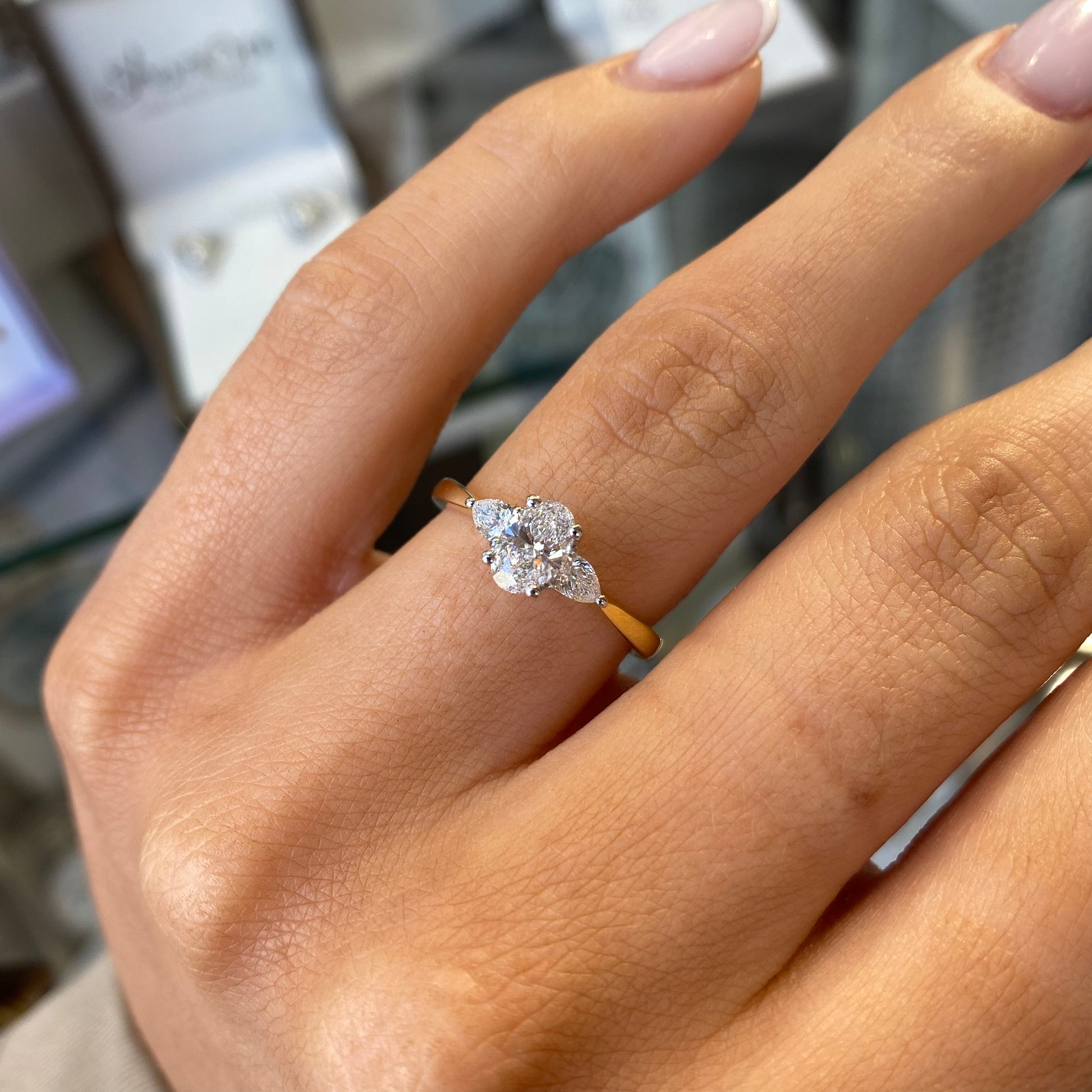 18ct Gold Trilogy Engagement Ring | Certificated Lab 0.80ct - John Ross Jewellers