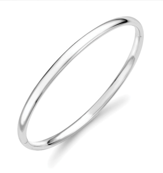 9ct White Gold Classic Oval Solid Bangle