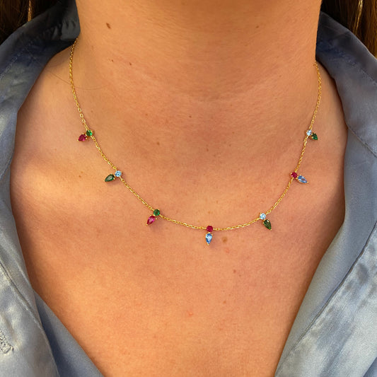 Sunshine Coloured CZ Spikes Fringe Necklace - John Ross Jewellers