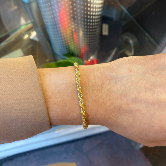 9ct Gold Hollow Rope Bracelet - John Ross Jewellers