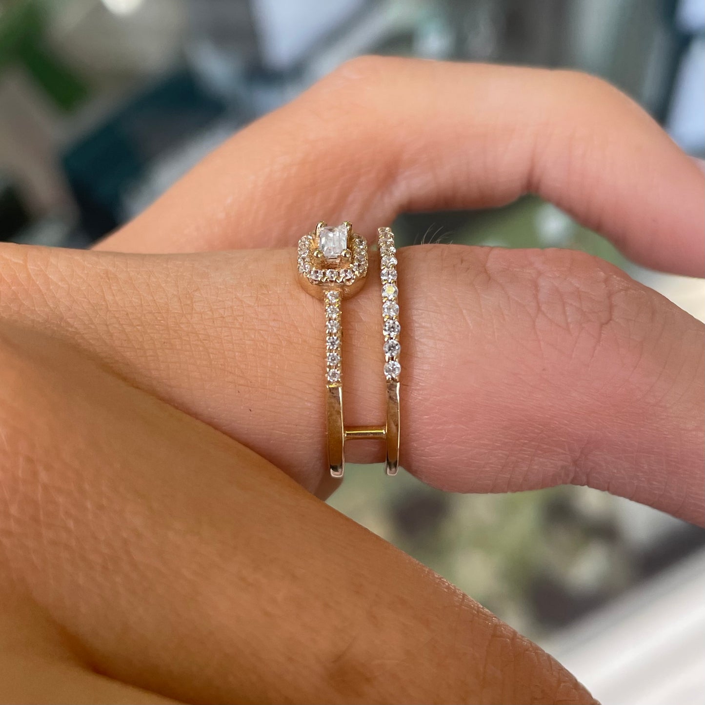 9ct Gold Double CZ Ring