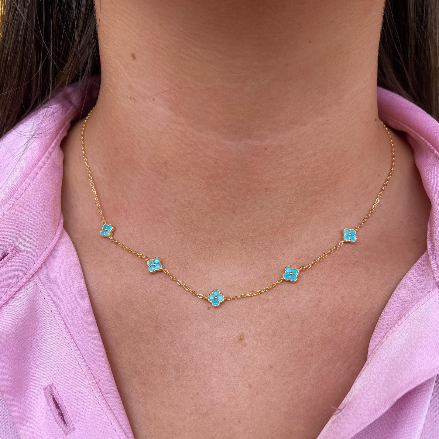 Sunshine Turquoise Quatrefoil Necklace - John Ross Jewellers