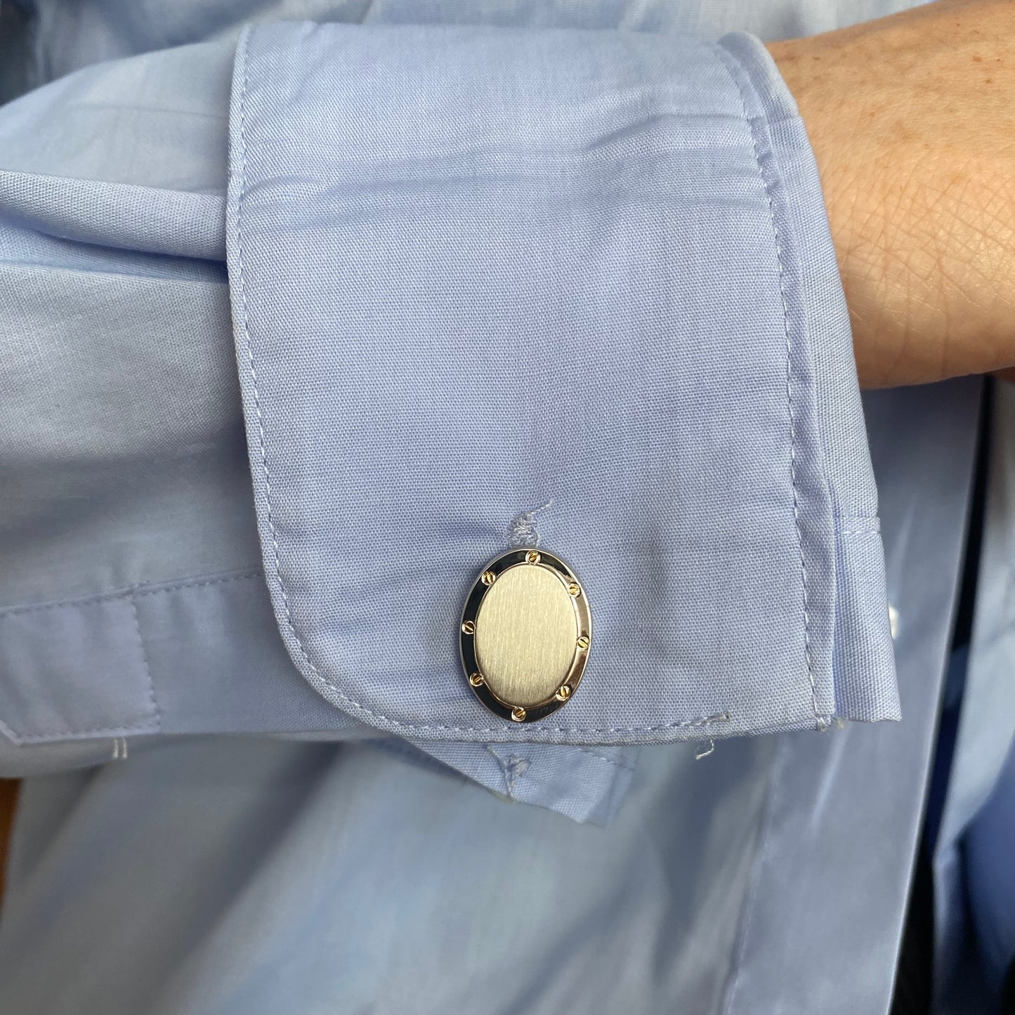 Two Tone Cuff Links | Oval Dotted - John Ross Jewellers