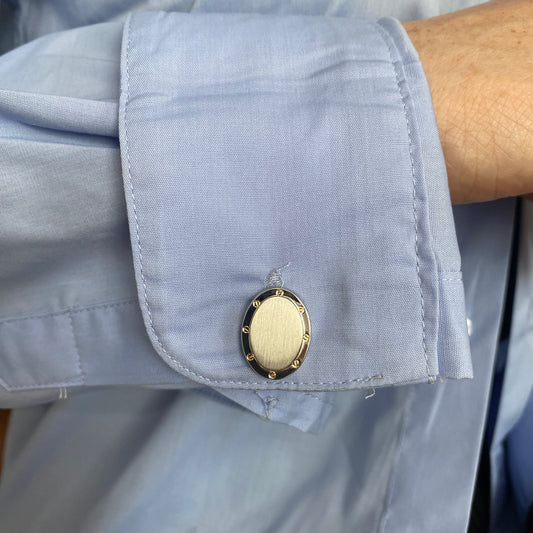 Two Tone Cuff Links | Oval Dotted - John Ross Jewellers