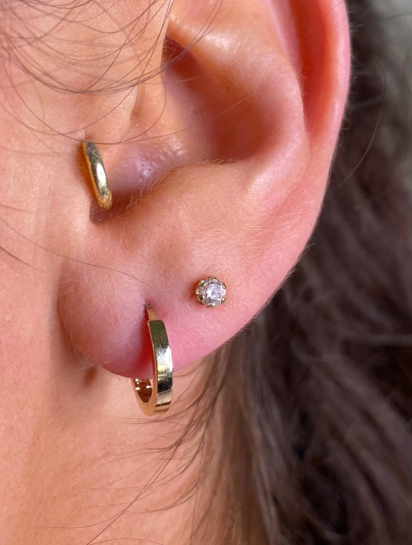 9ct Gold 12mm Square Edged Huggie Hoop Earrings - John Ross Jewellers