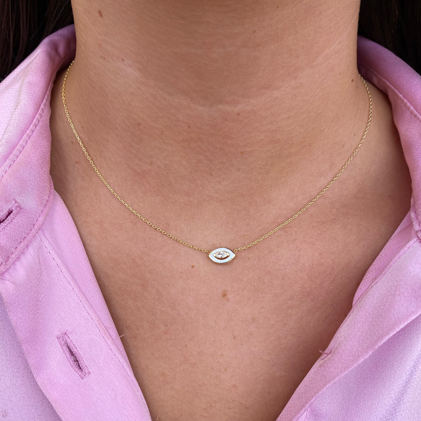 Sunshine White Enamel Evil Eye Necklace - John Ross Jewellers