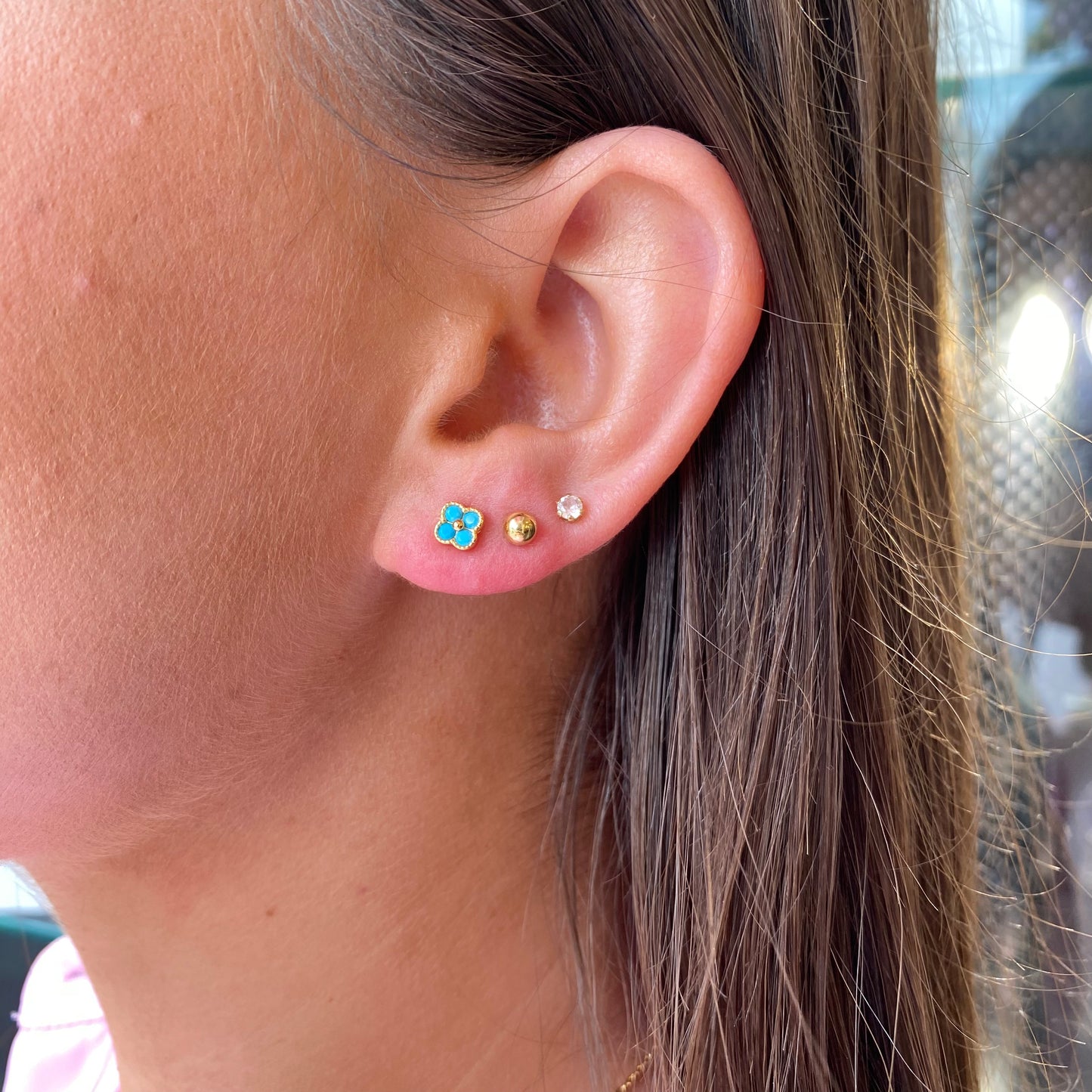 Sunshine Turquoise Quatrefoil Stud Earrings - John Ross Jewellers