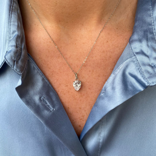 Silver Pear CZ Necklace - John Ross Jewellers