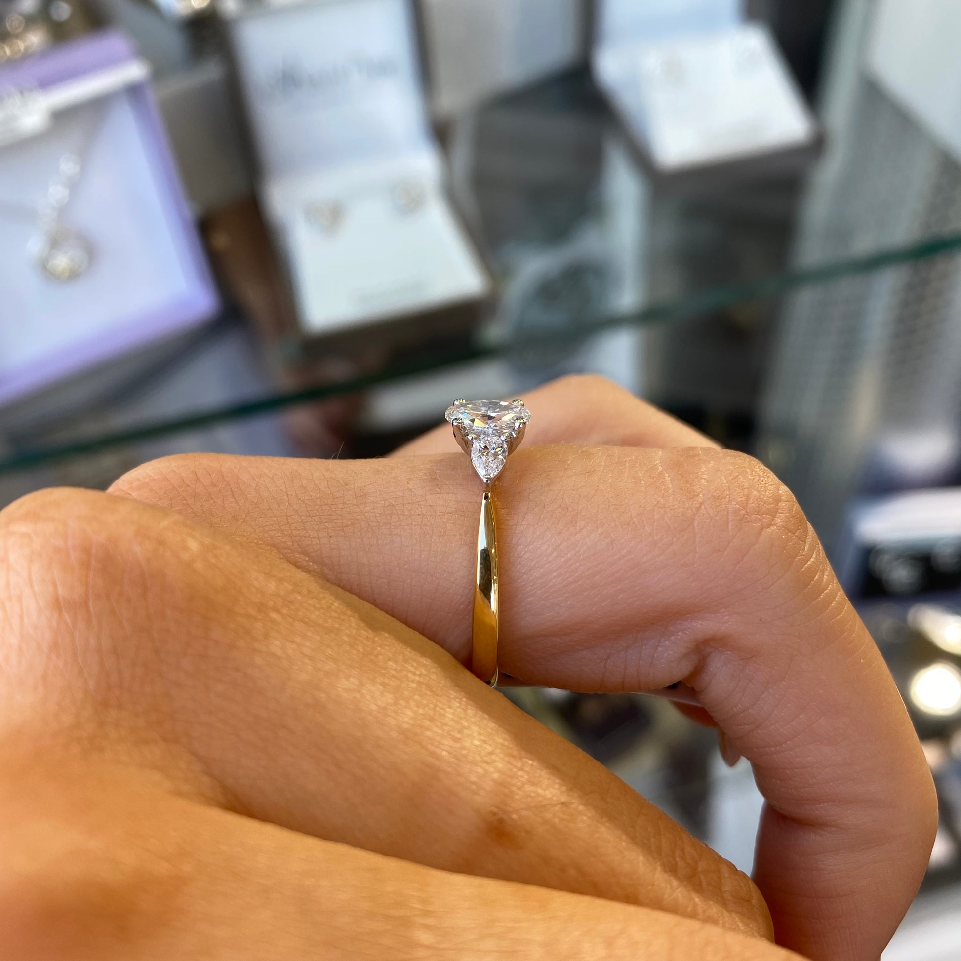 18ct Gold Trilogy Engagement Ring | Certificated Lab 0.80ct - John Ross Jewellers