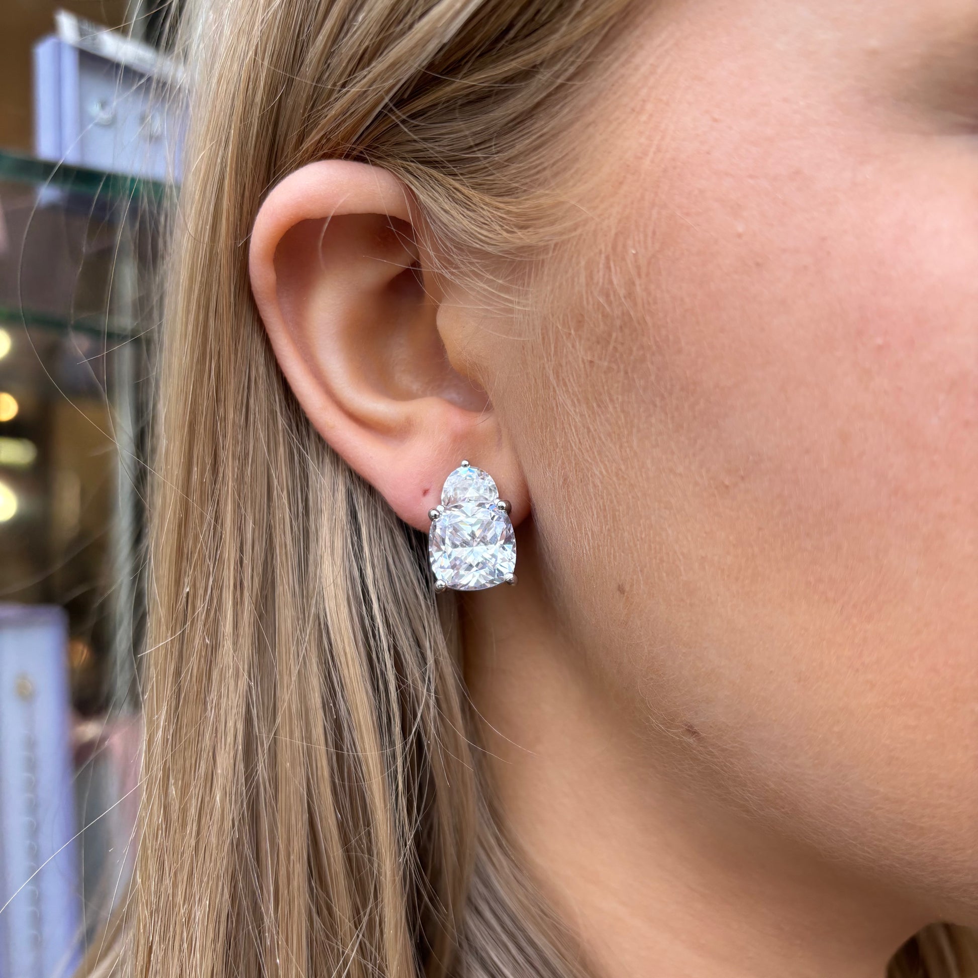 Silver CZ Clip On Earrings - John Ross Jewellers