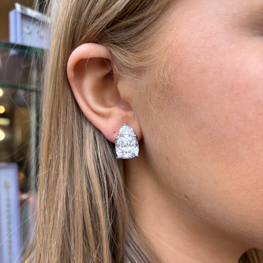Silver CZ Clip On Earrings - John Ross Jewellers