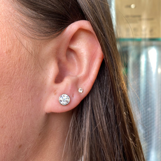 Silver 6mm CZ Bezel Set Stud Earrings - John Ross Jewellers
