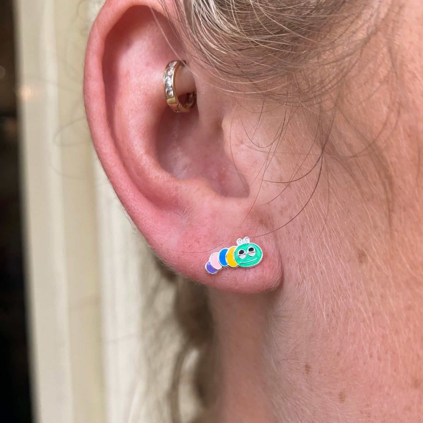 Cheerful Caterpillar Stud Earrings - John Ross Jewellers