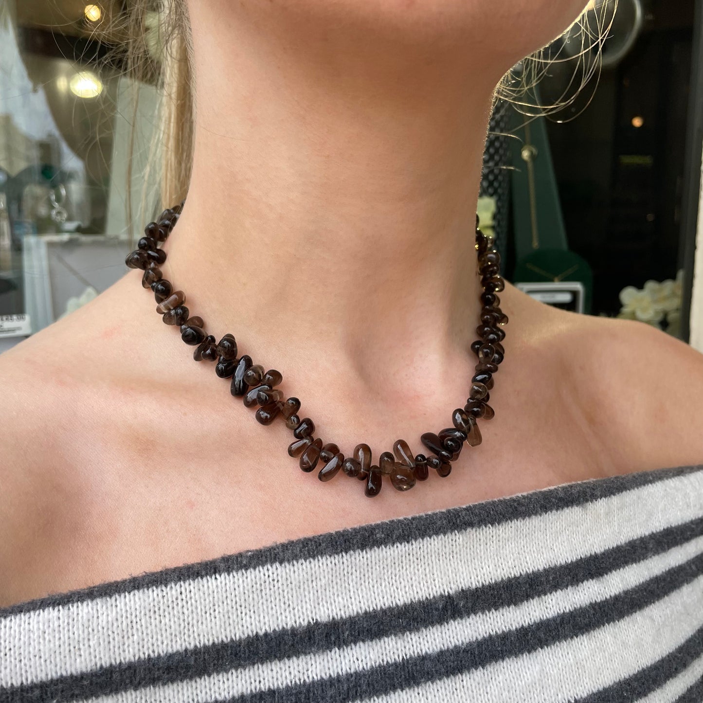 REBECCA Natural Smoky Topaz Necklace