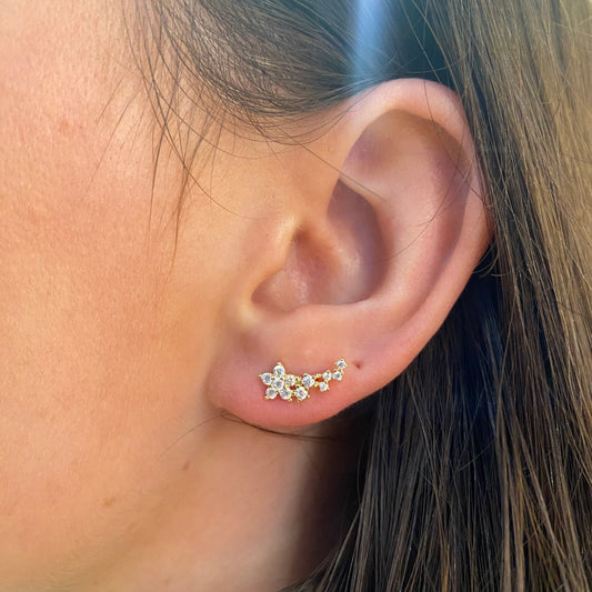 Sunshine Stars Climber Stud Earrings