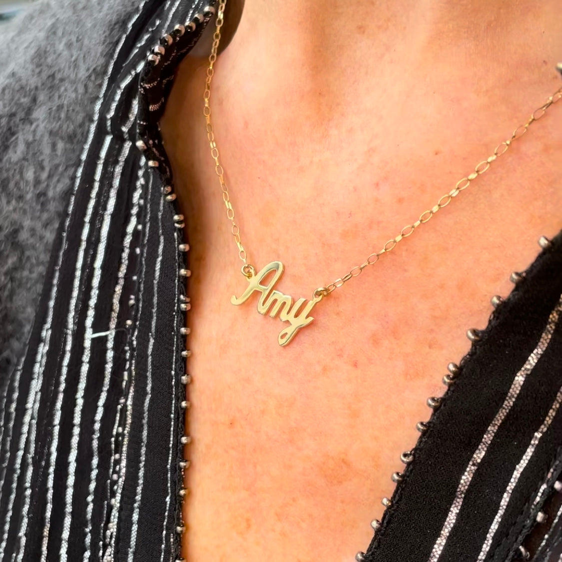 9ct Gold Name Plate Necklace