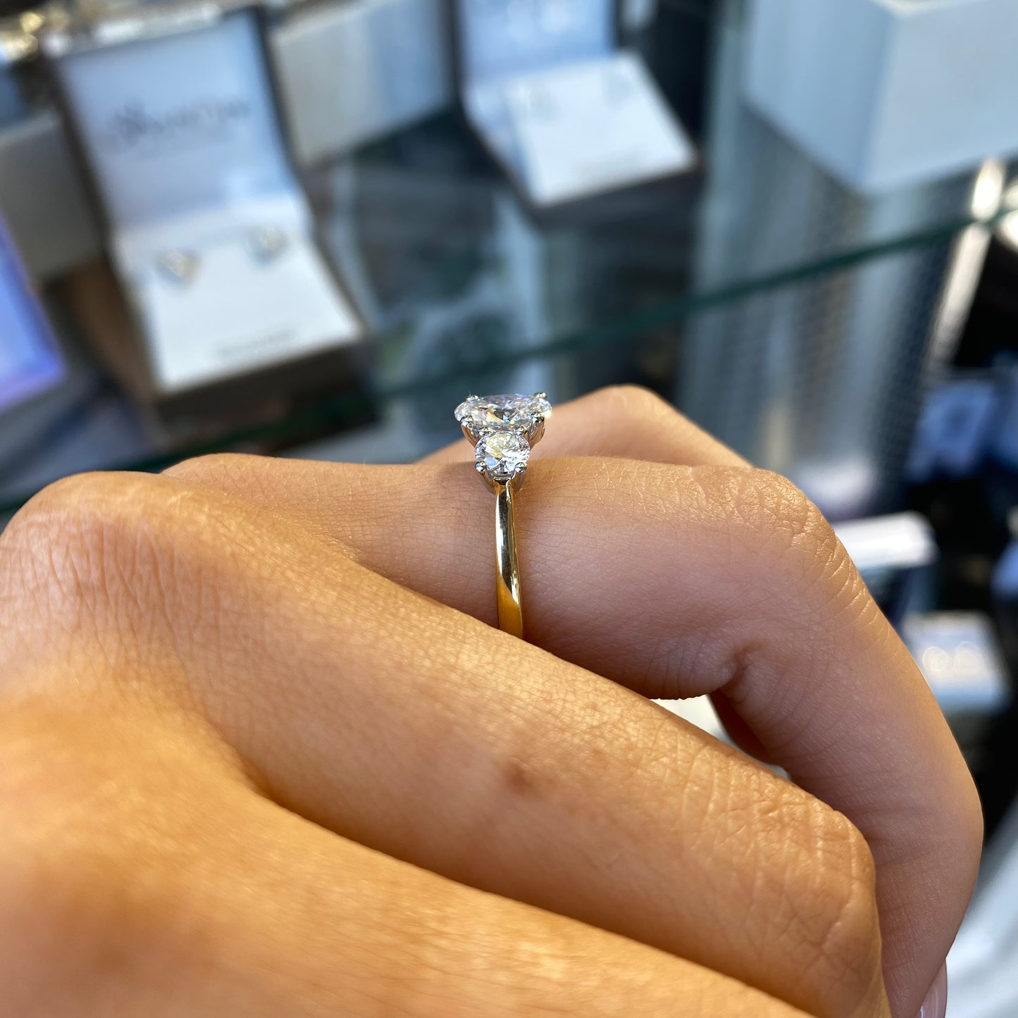 18ct Gold Trilogy Engagement Ring | Certificated Lab 1.51ct - John Ross Jewellers