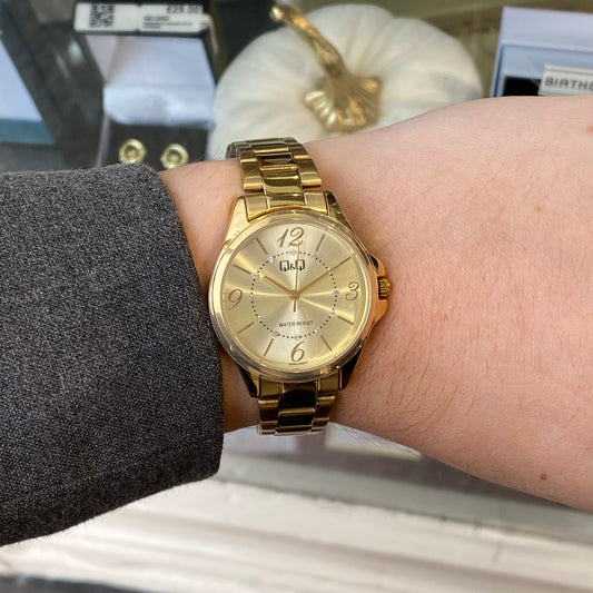 Q&Q Ladies Gold Three-Link Watch - John Ross Jewellers