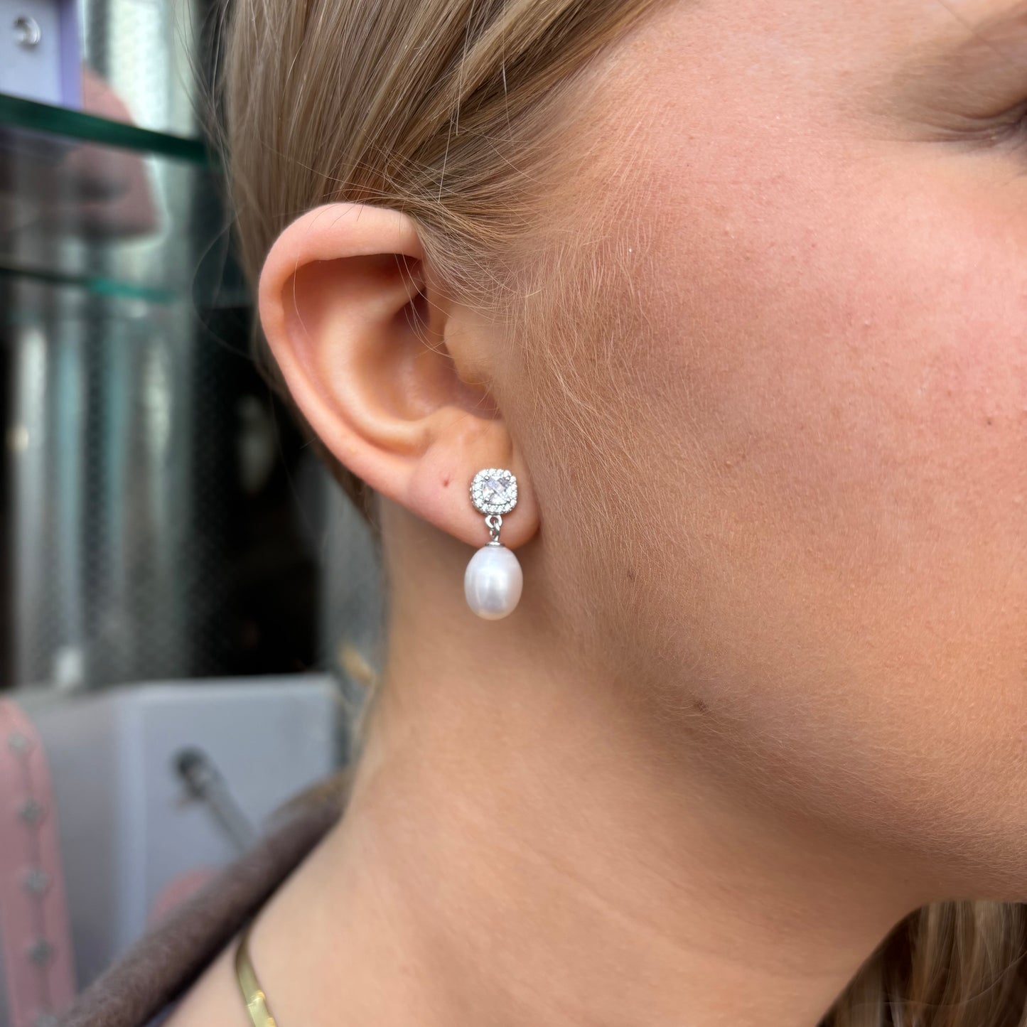 Silver CZ & Freshwater Pearl Drop Earrings - John Ross Jewellers