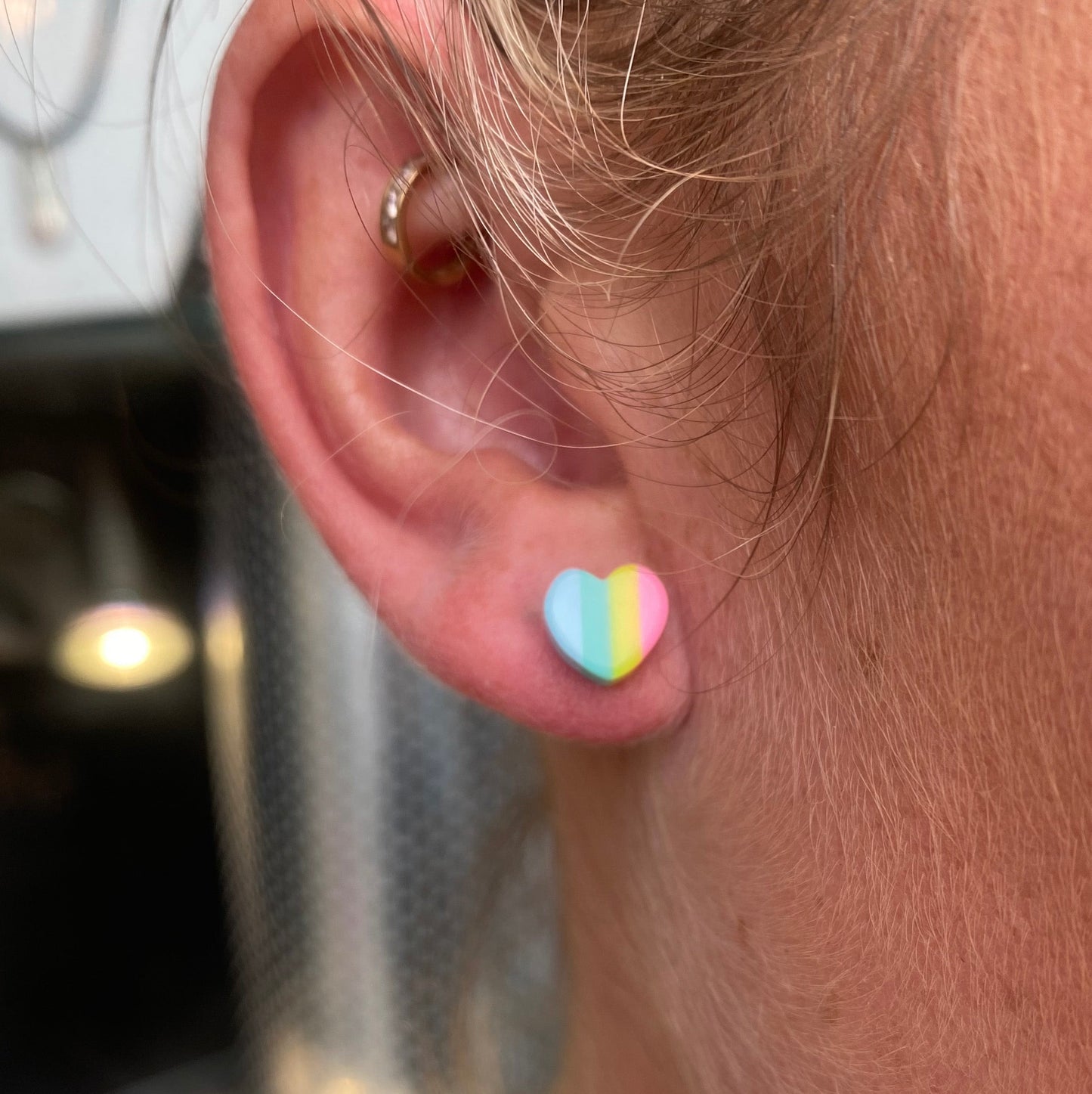 Silver Pastel Heart Stud Earrings - John Ross Jewellers