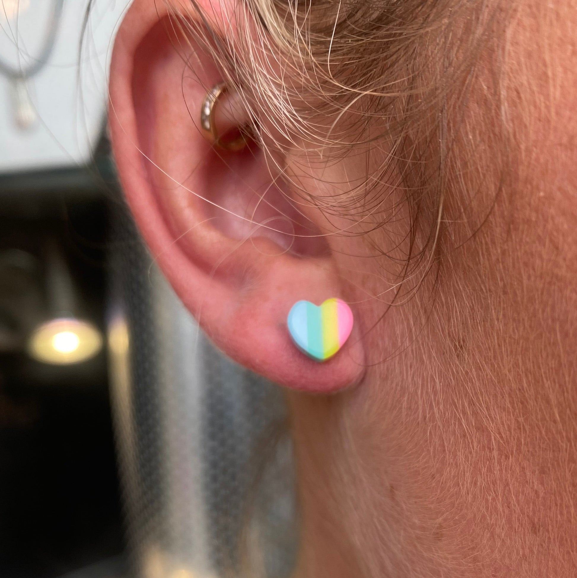 Silver Pastel Heart Stud Earrings - John Ross Jewellers