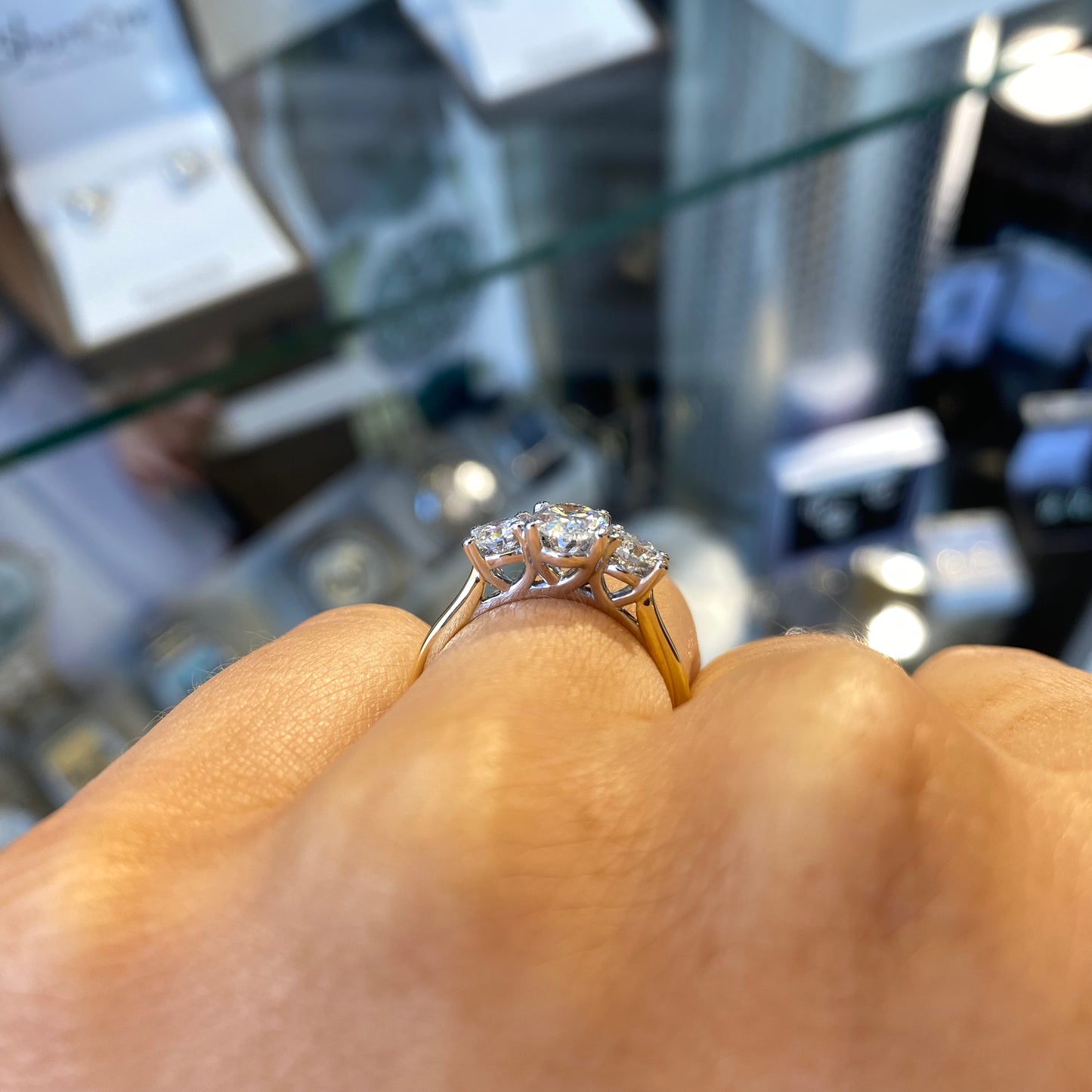 18ct Gold Trilogy Engagement Ring | Certificated Lab 1.51ct - John Ross Jewellers