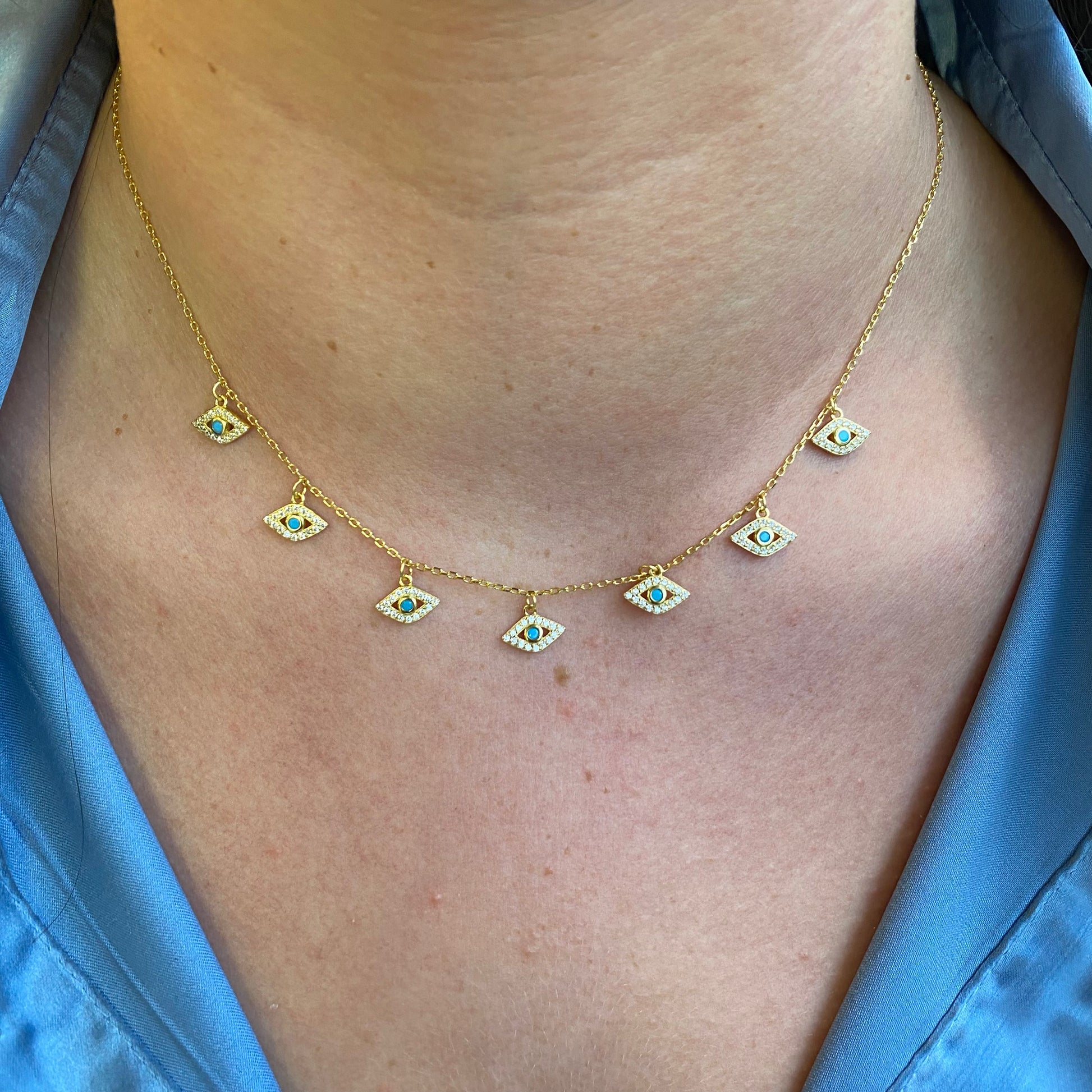 Sunshine Evil Eye Fringe Necklace - John Ross Jewellers