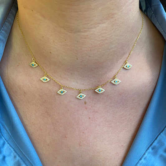 Sunshine Evil Eye Fringe Necklace - John Ross Jewellers