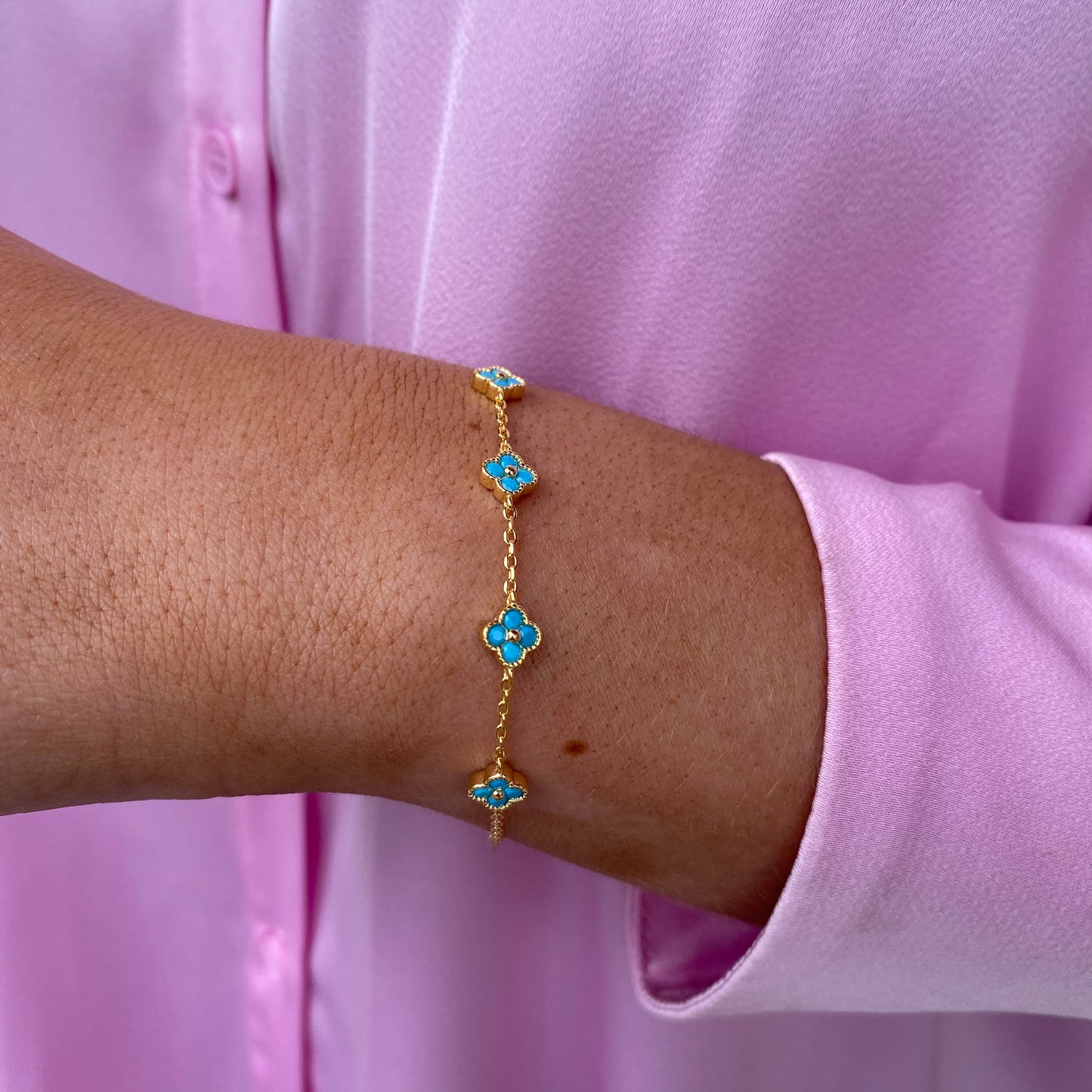 Sunshine Turquoise Quatrefoil Bracelet - John Ross Jewellers