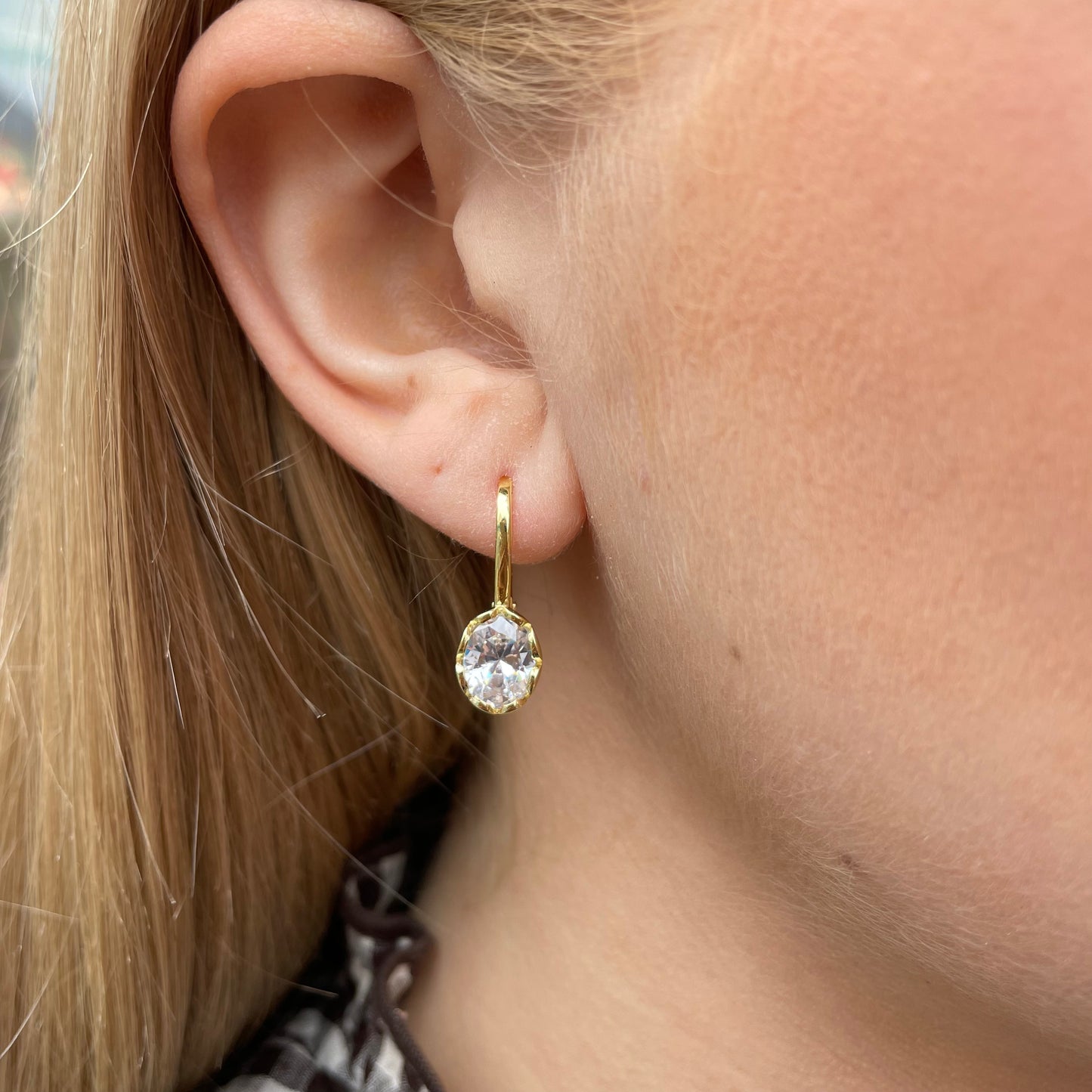 Sunshine Oval CZ Hoop Earrings | German Wires - John Ross Jewellers