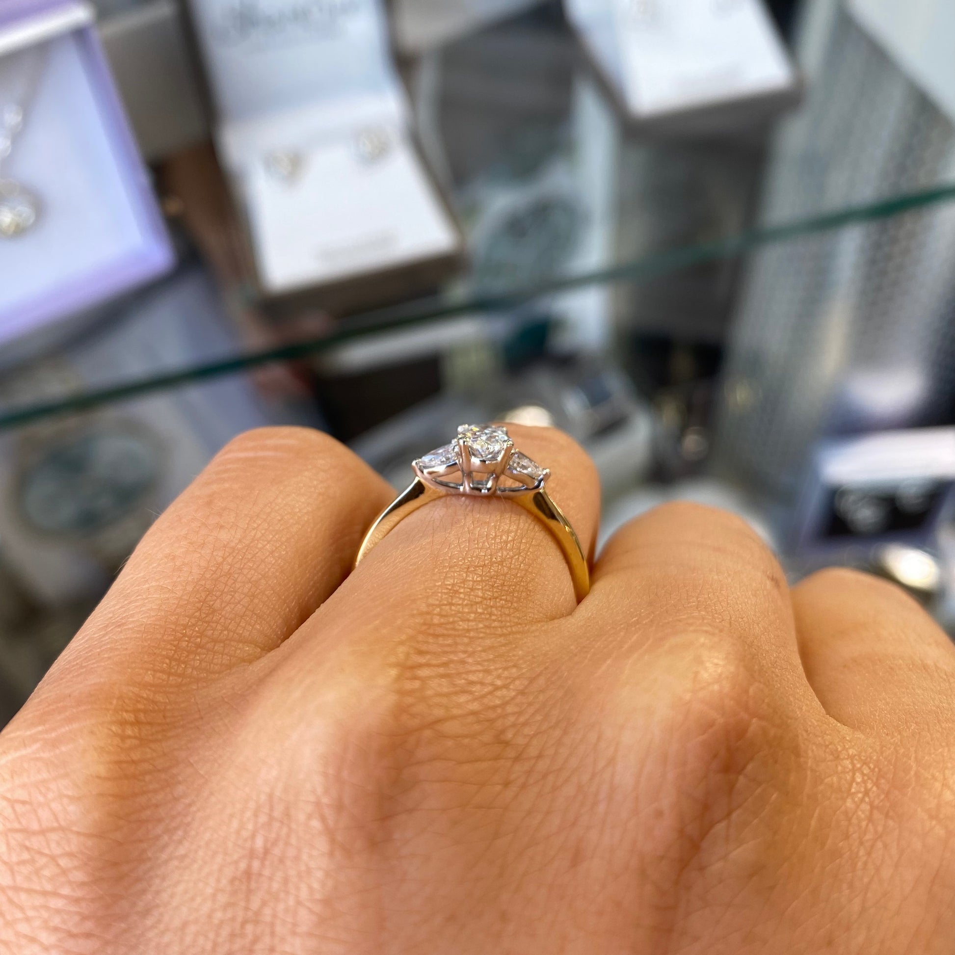 18ct Gold Trilogy Engagement Ring | Certificated Lab 0.80ct - John Ross Jewellers