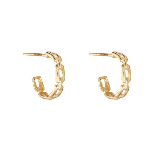 9ct Gold Chain Link Hoop Earrings - John Ross Jewellers