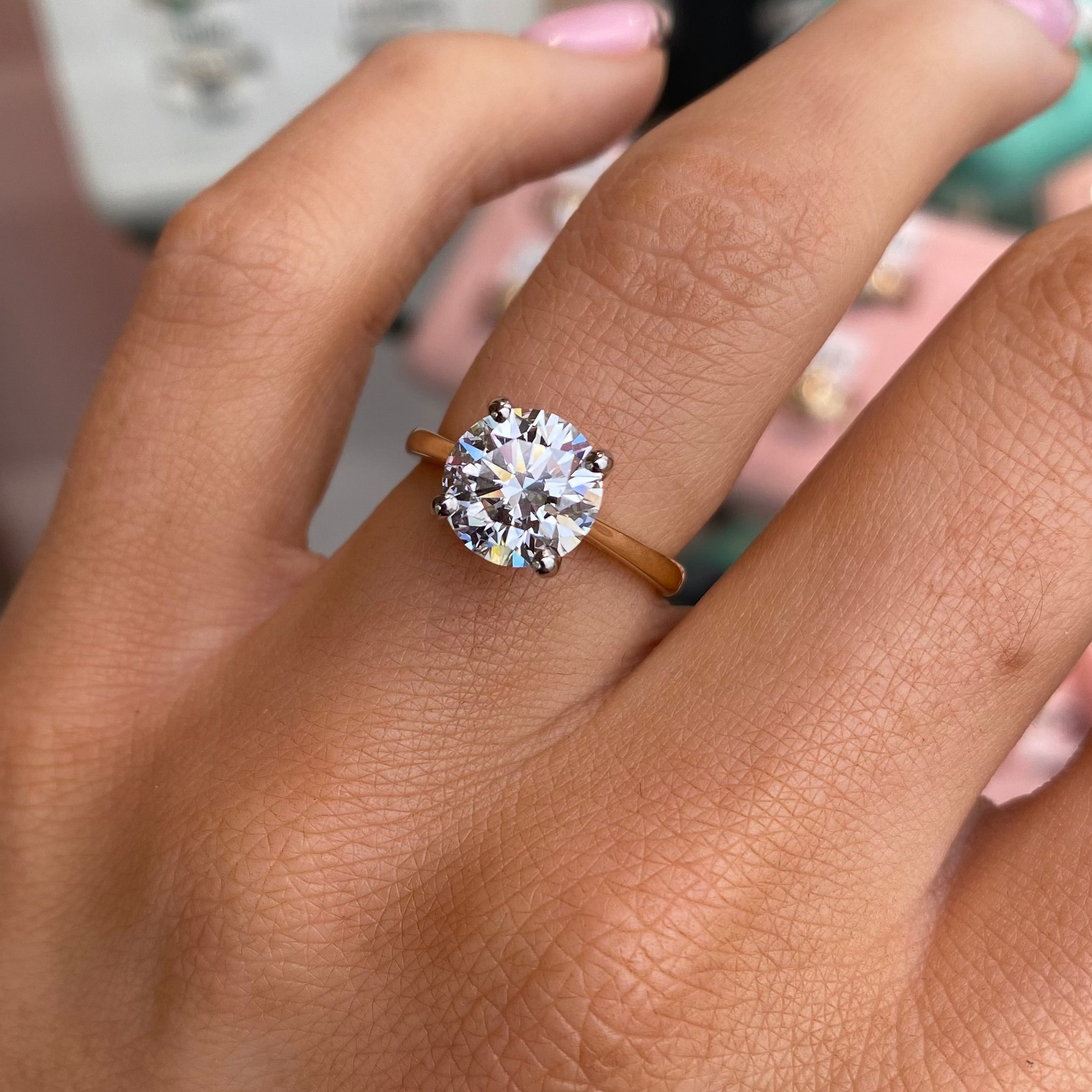 Prima 18ct gold solitaire engagement ring with a 2.52ct certified lab diamond, showcasing a sleek and elegant design.